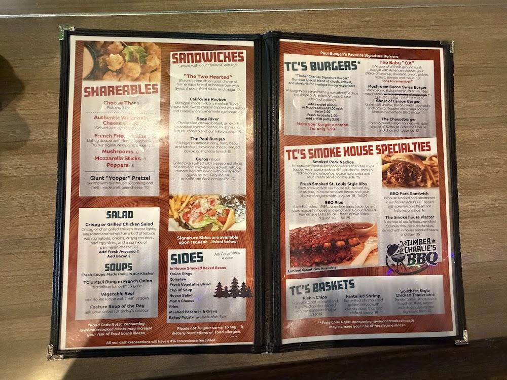 Timber Charlie's Food & Spirit Menu image 1